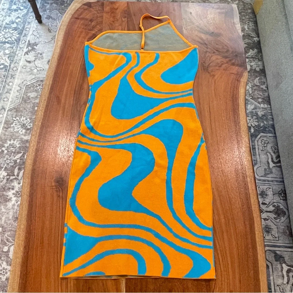 Vibrant Orange and Blue Women's Dress - Picture 4 of 8